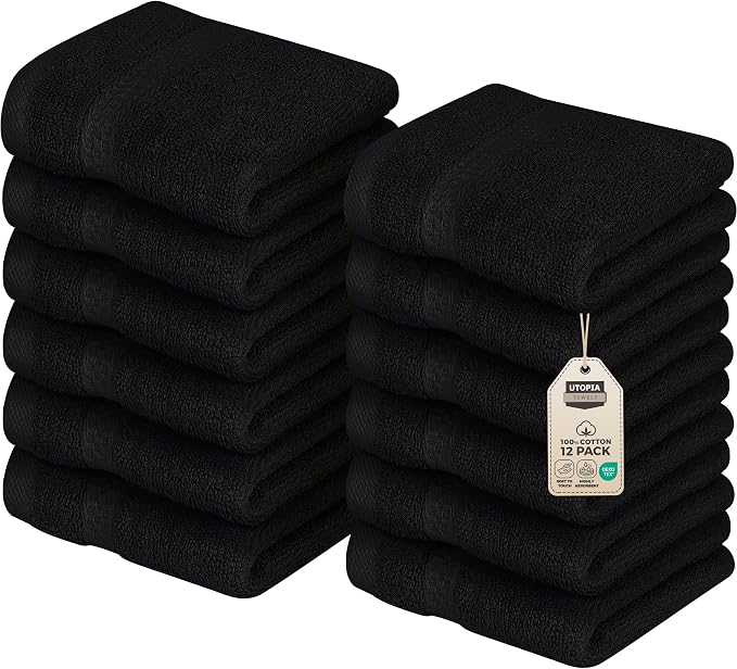 Utopia Towels 12 Pack Premium Wash Cloths Set, 12 by 12 Inches, 100% Cotton by UTOPIATOWELS