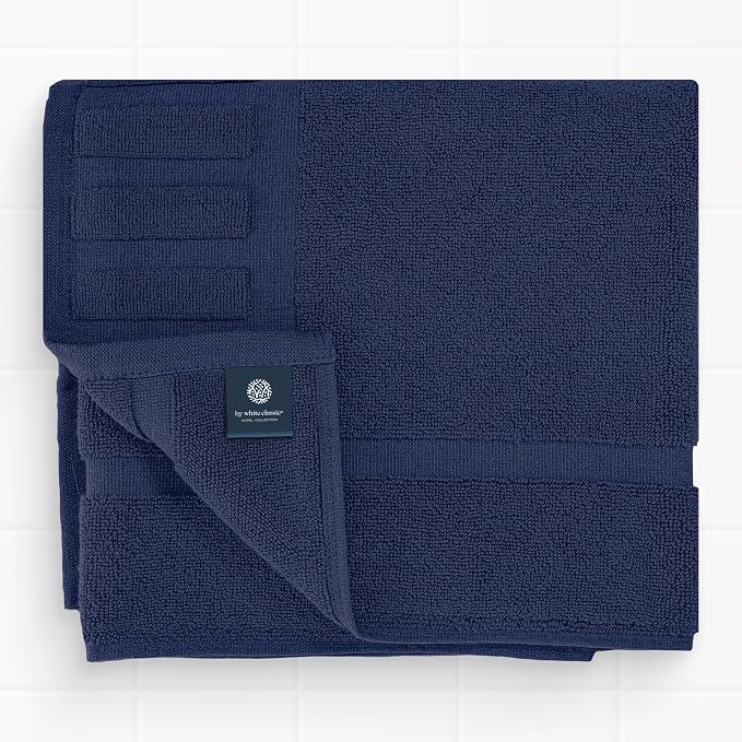 White Classic Luxury Bath Mat Floor Towel Set - Image 6