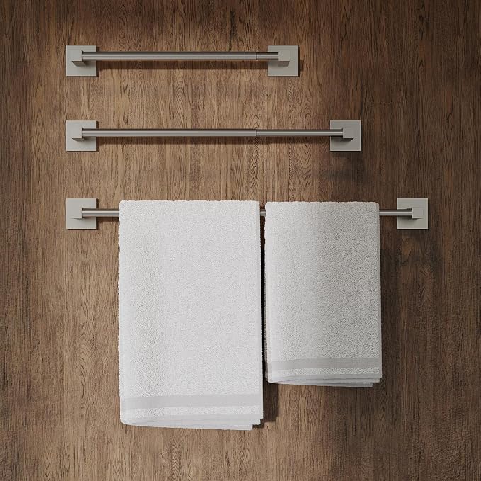 RUACQ Adjustable Towel Bar 13.8 to 24 inch, Square Base Single Towel Racks - Image 2