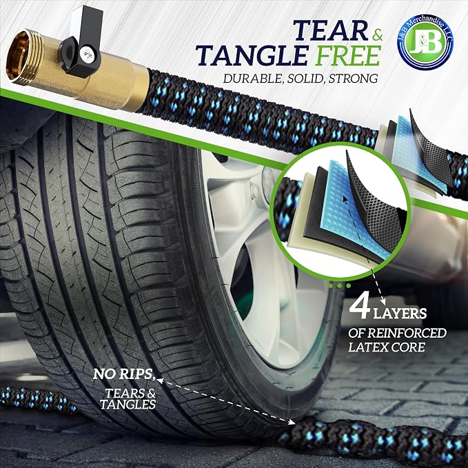J&B XpandaHose 100ft Expandable Garden Hose – Ultra-Strong 3750D, 4-Layer Latex - Image 7