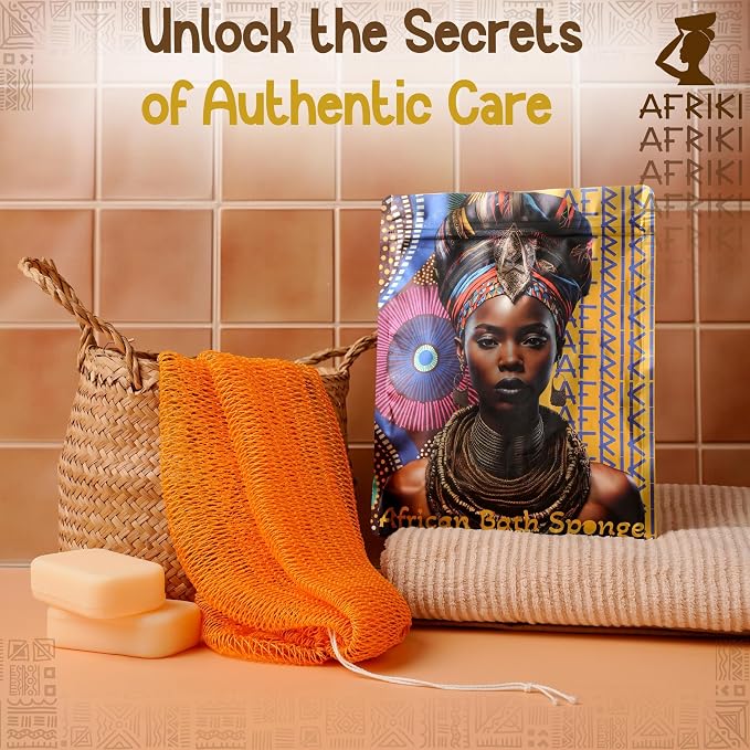 AFRIKI African Net Sponge – Exfoliating Body Scrubber, All Skin Types | 45 in - Image 4