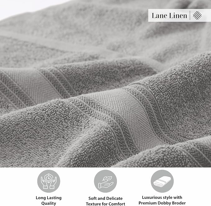 LANE LINEN 100% Cotton Bath Towels Set of 4 - Image 8