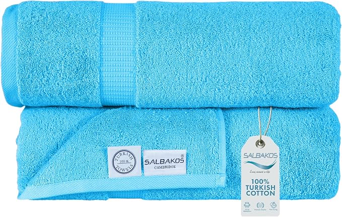 SALBAKOS 100% Turkish Cotton Extra Large Bath Sheet Set of 2 35x70 inch | by SALBAKOS