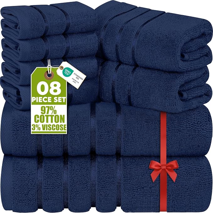 Utopia Towels 8 Piece Luxury Towel Set, 2 Bath, 2 Hand, and 4 Wash Cloths by UTOPIATOWELS