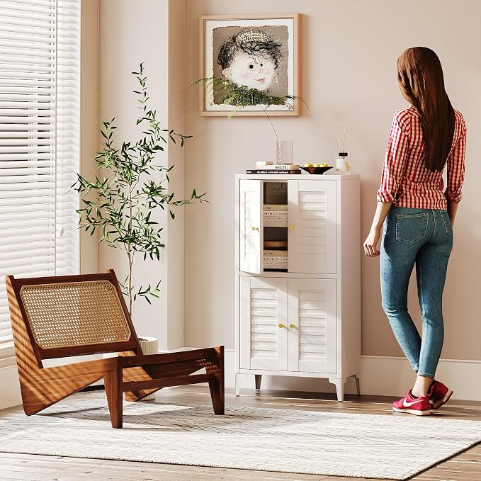 46''H Metal Small Bathroom Storage Cabinet - Image 4
