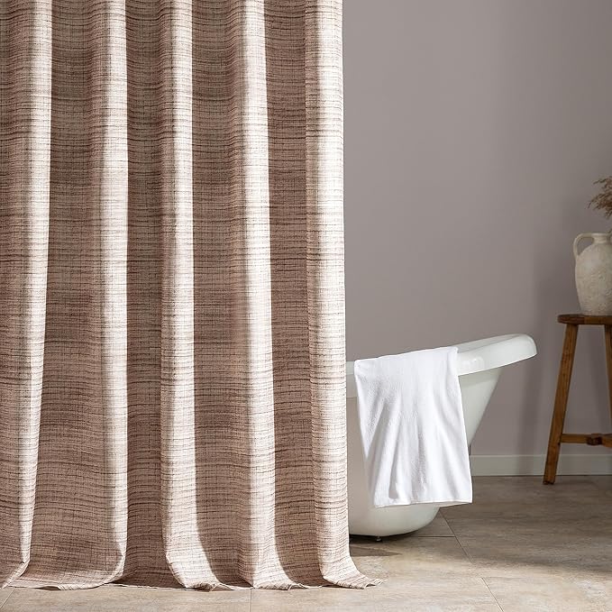 SLEEP ZONE Oatmeal Heather Shower Curtain Waterproof Curtains - Image 2