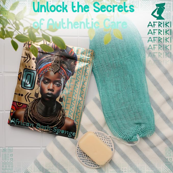 AFRIKI African Net Sponge – Exfoliating Body Scrubber, All Skin Types | 45 in - Image 4