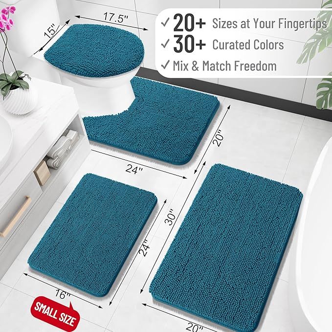 OLANLY Bathroom Rugs 24x16, Extra Soft Absorbent Chenille Bath Rugs, Rubber - Image 2