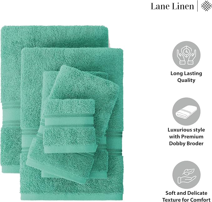 LANE LINEN Towels for Bathroom – 12 Pack, 100% Cotton, Zero Twist, 4 Bath - Image 6