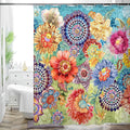 Bohemian Shower Curtain, Boho Floral Print Water Repellent Polyester Fabric by WCWahChunshowercurtains