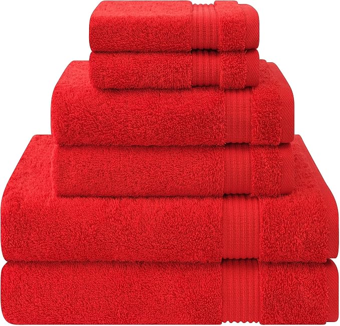 Cotton Paradise 6 Piece Towel Set, 100% Cotton Soft Absorbent Turkish Towels by UNITEDHOMETEXTILE