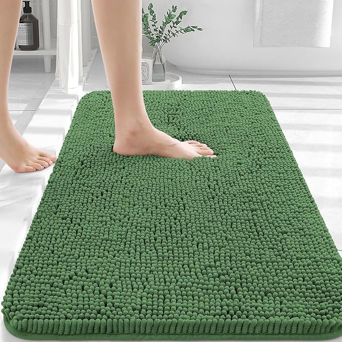 OLANLY Bathroom Rugs 30x20, Extra Soft Absorbent Chenille Bath Rugs, Rubber by OLANLY