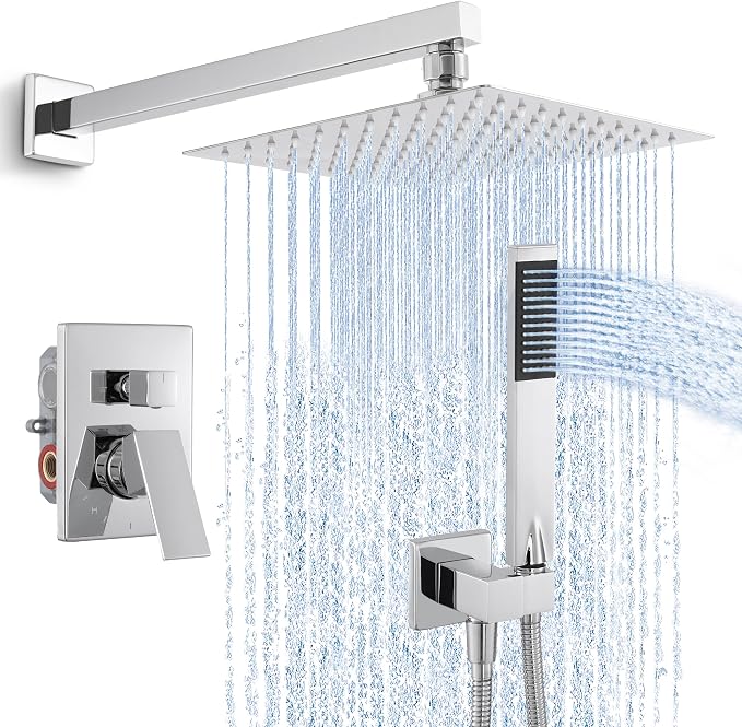 KES Shower Faucet with 10-Inch Rain Shower Head with Handheld Spray, Pressure by KES
