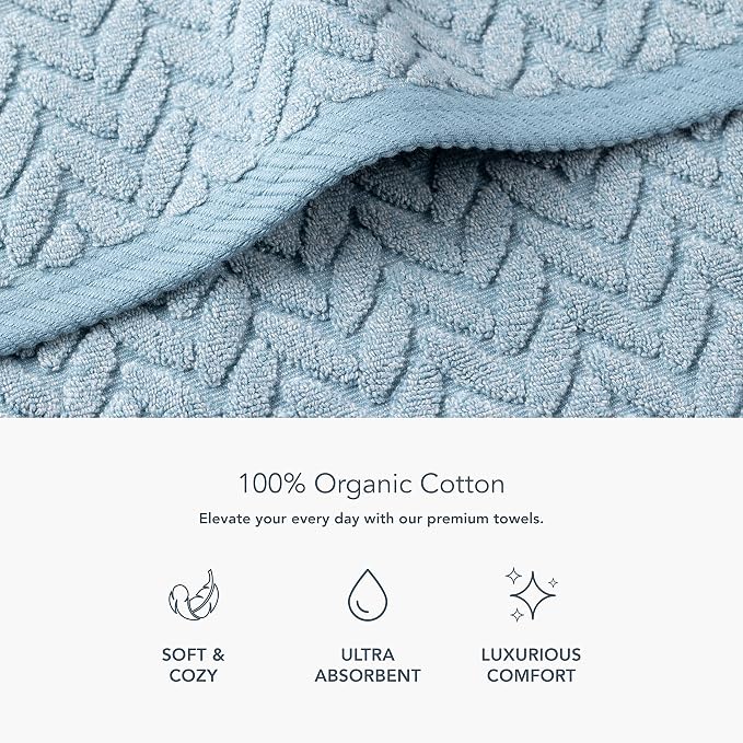 Texere 100% Organic Cotton Cable Jacquard 650 GSM Luxury Towel Sets - Image 3
