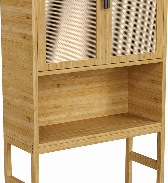 BlueWish Bathroom Organizers and Storage, Bamboo Over The Toilet Storage Cabinet - Image 7