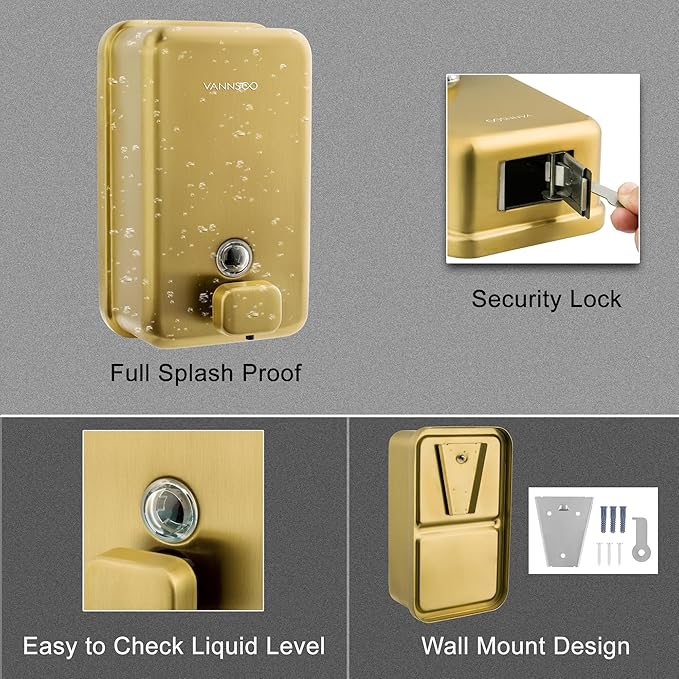 Wall Mounted Hand Soap Dispenser Bathroom, 1200ml 40oz Commercial Stainless - Image 4