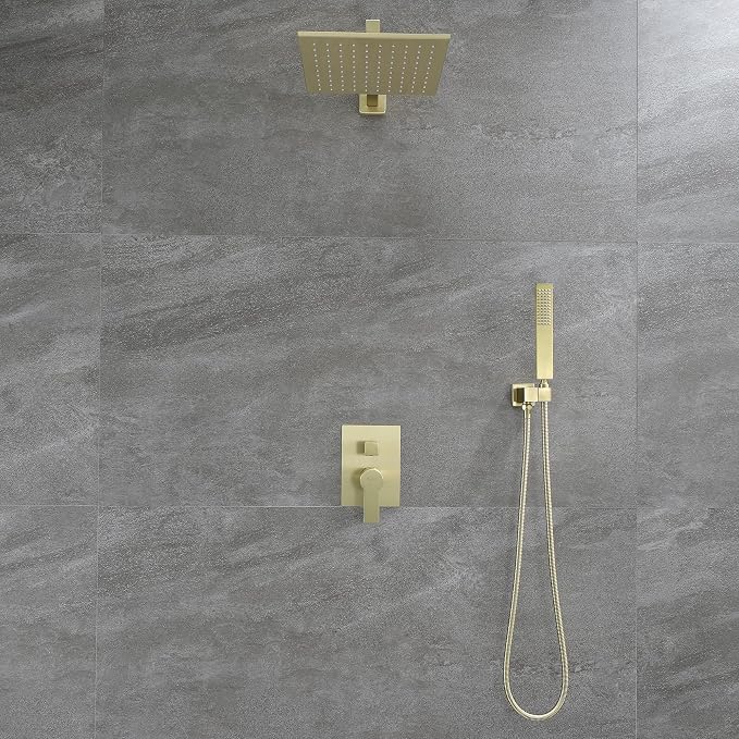SHAMANDA Brass Rainfall Shower System, Luxuly Bathroom Shower Faucet Combo Set - Image 7