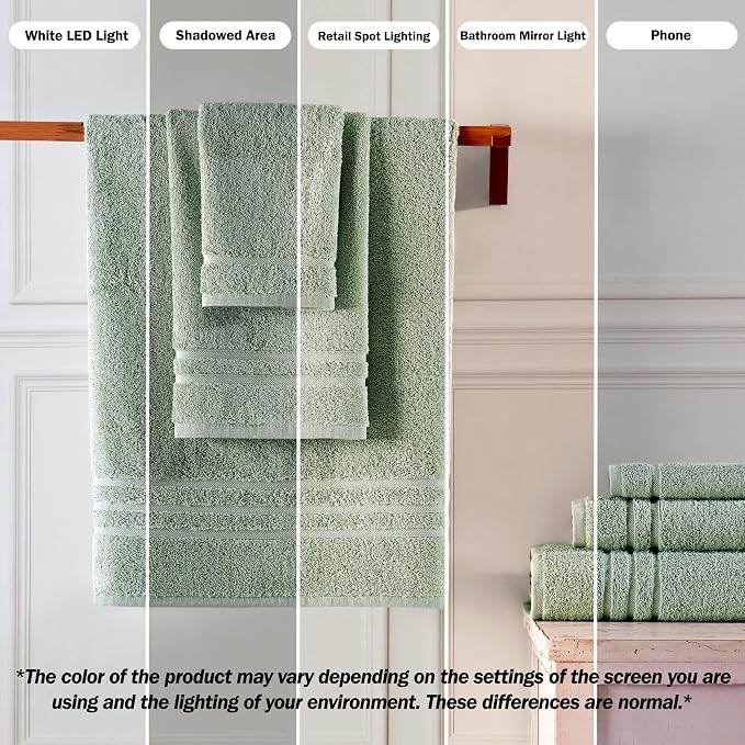 Hawmam Linen Green 6 Piece Bath Towels Set - Image 3