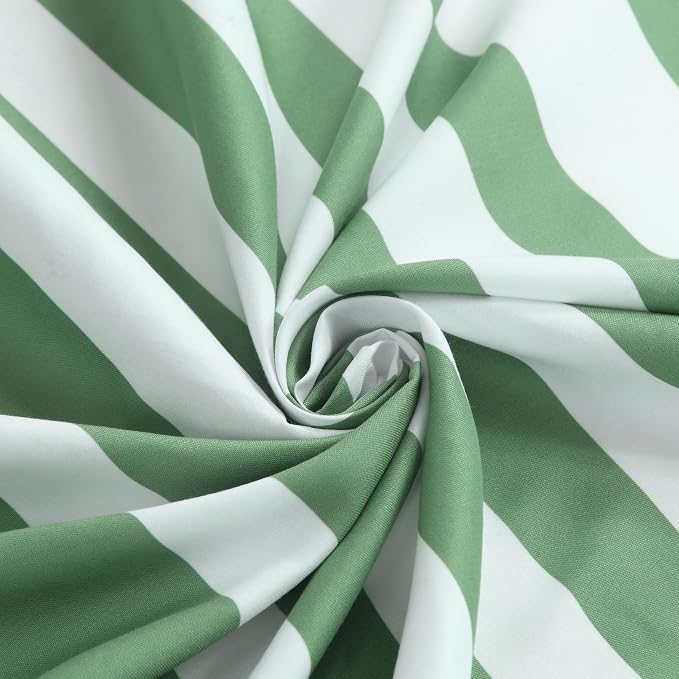 Extra Long Green Shower Curtain, Sage Green and White Stripe Waterproof - Image 2