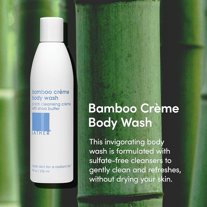 LATHER - Bamboo Crème Natural Body Wash, 8 fl oz - Shower Gel Cleanser - Gentle - Image 2