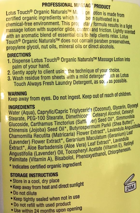 Organic Naturals Massage Lotion by Lotus Touch - Image 2