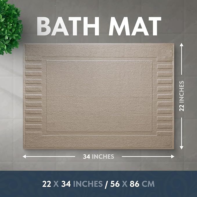 White Classic Luxury Bath Mat Floor Towel Set - Image 3
