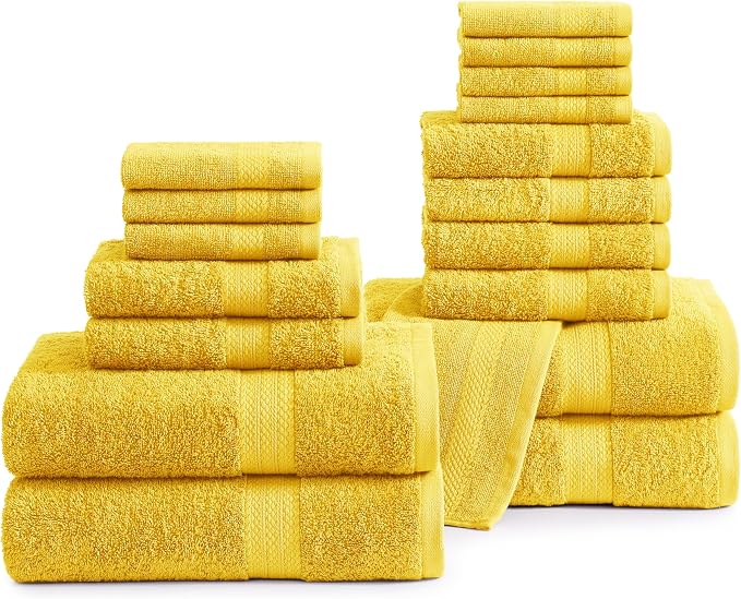 LANE LINEN 100% Cotton Turkish Bath Towel Set, 8 Washcloths, 6 Hand Towels by LaneLinen