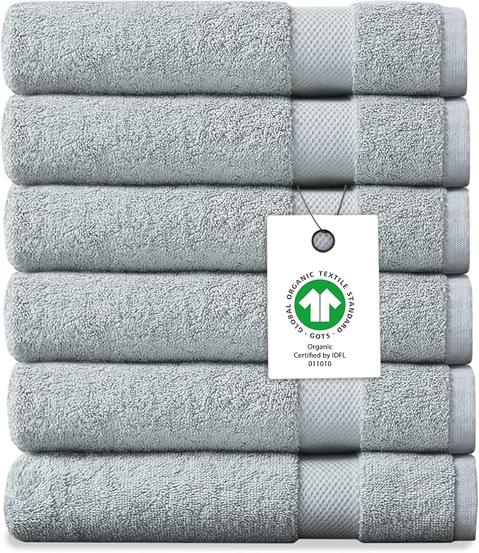Delara Organic Cotton Luxuriously Plush Washcloths Pack of 6 | GOTS & Oeko-TEX by Delara