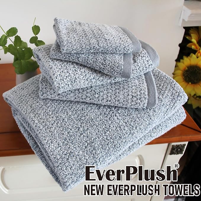 Everplush Diamond Jacquard 6 Pieces Bath Towel Set, Luxury Super Soft Oversized - Image 5