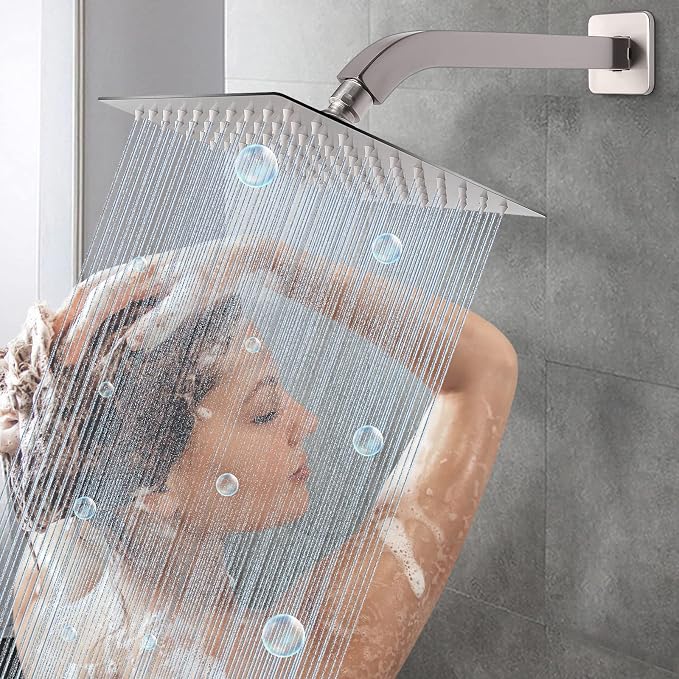 HarJue Shower Arm with Flange and Teflon Tape, Wall Mounted Square Shower Pipe - Image 6