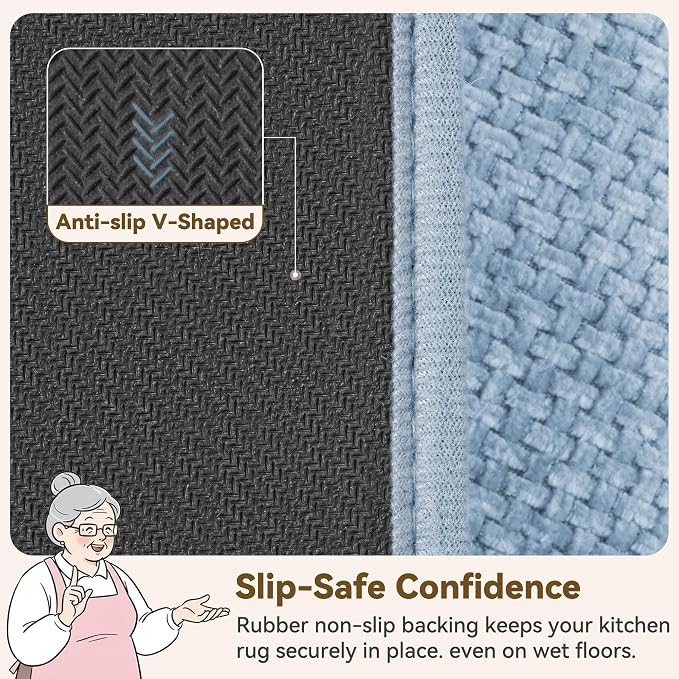 GRANNY SAYS Blue Bathroom Rugs, Soft Chenille Bathroom Mat, Absorbent Bath Mats - Image 4