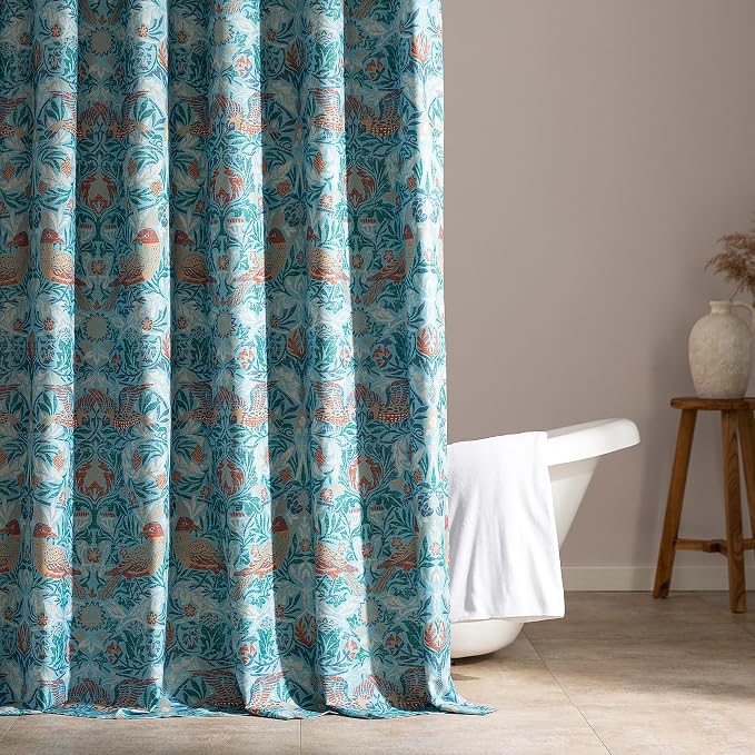 SLEEP ZONE Blue Garden Shower Curtain Waterproof Curtains by SLEEPZONELIFE