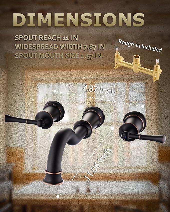 Roman Bathtub Faucet Wall Mount Widespread Tub Filler - Image 6
