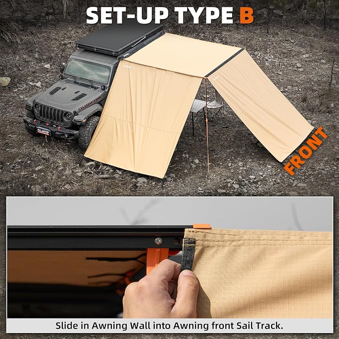 ALL-TOP Awning Wall Universal Multi-Side, 6.6ft x 8.5ft, Waterproof Ripstop - Image 4