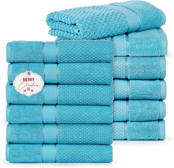 Ample Decor 100% Cotton Sky Blue Hand Towels by AmpleDecor