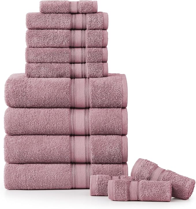 LANE LINEN Bathroom Towels Set of 12 – Zero Twist, 100% Cotton, 4 Bath by LaneLinen