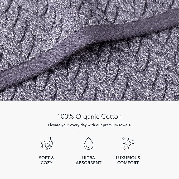Texere 100% Organic Cotton Jacquard 650 GSM Premium Bath Towel Sets - Image 2