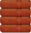 Casa Lino Coral Orange Bath Towels Set of 4 by CASALINO