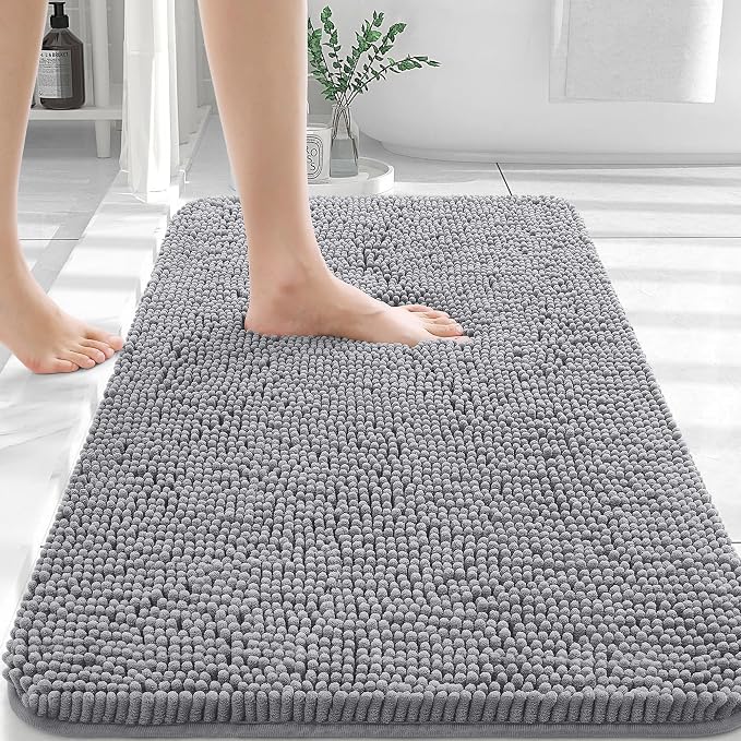 OLANLY Bathroom Rugs 35x24, Extra Soft Absorbent Chenille Bath Rugs, Rubber by OLANLY