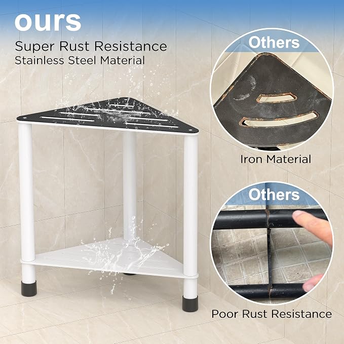 Stainless Steel Shower Stool for Inside Shower, 15.4'' H Shower Foot Rest - Image 5