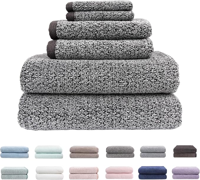 Everplush Diamond Jacquard 6 Pieces Bath Towel Set, Luxury Super Soft Oversized by Everplush
