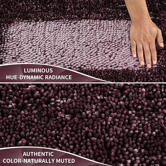 Yimobra Chenille Bathroom Rugs Non Slip, Extra Thick Soft Absorbent Bath Rug - Image 2