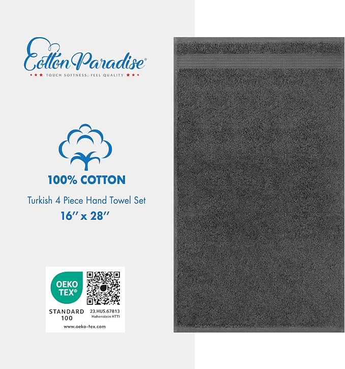 Cotton Paradise Hand Towels for Bathroom, 100% Cotton Turkish 4 Piece Hand - Image 5