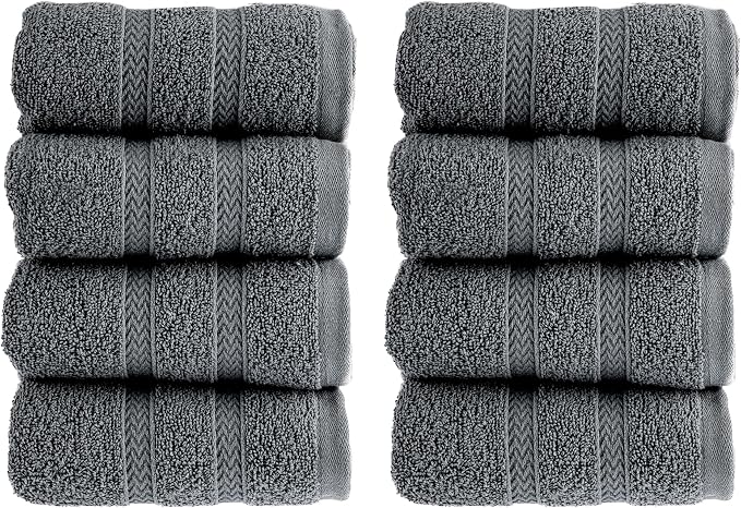 HALLEY Turkish 8 Pack Premium Washcloths 650 GSM Highly Absorbent Super Soft by HALLEY-TurkishCottonTowels