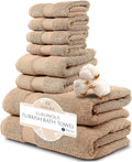 MAURA Biege Bath Towel Set of 8 by MAURA