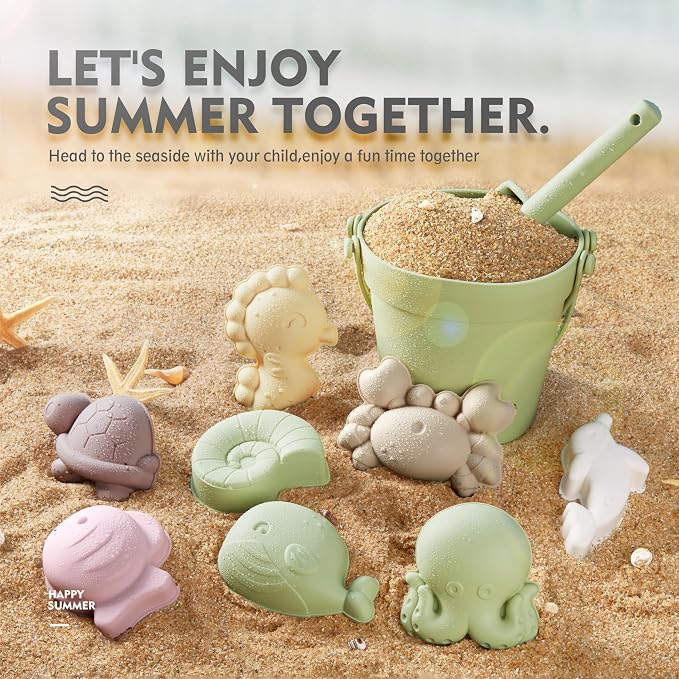 MarcZero 11Pcs Silicone Beach Toys, Modern Baby Beach Toys, Travel Friendly - Image 3