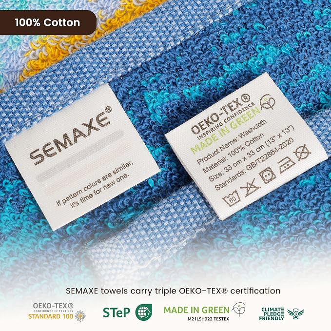 SEMAXE 100% Cotton Washcloths 12-Pack, 13 × 13 Inch Soft Luxury Face Towels – - Image 4
