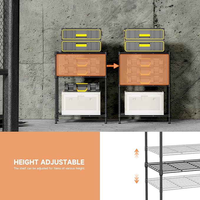 IZEUK 3 Tier Shelf, Heavy Duty Steel Wire Shelving Unit - Image 4