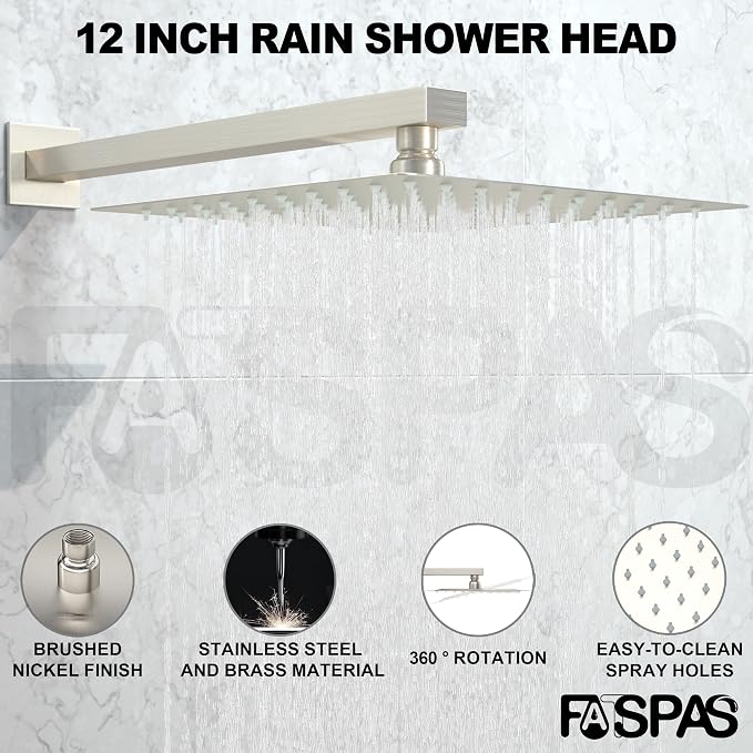 Shower System with Tub Spout, Wall Mounted Shower Faucet Set - Image 2