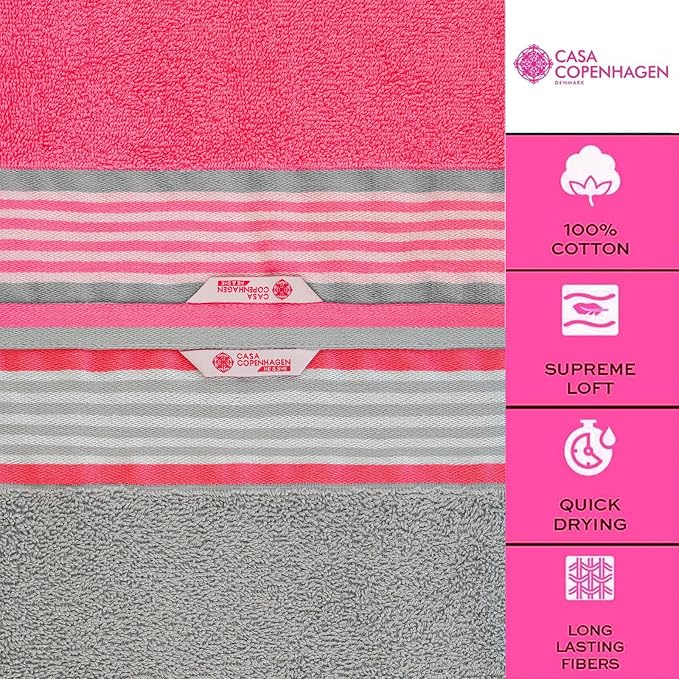 CASA COPENHAGEN He & She 2 Pieces Large Bath Sheet Set- Grey Violet + Dusty Pink - Image 2